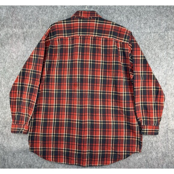 VTG Abercrombie & Fitch Shirt L Red Plaid Chamois Flannel 90s Y2K Distressed - Picture 4 of 10